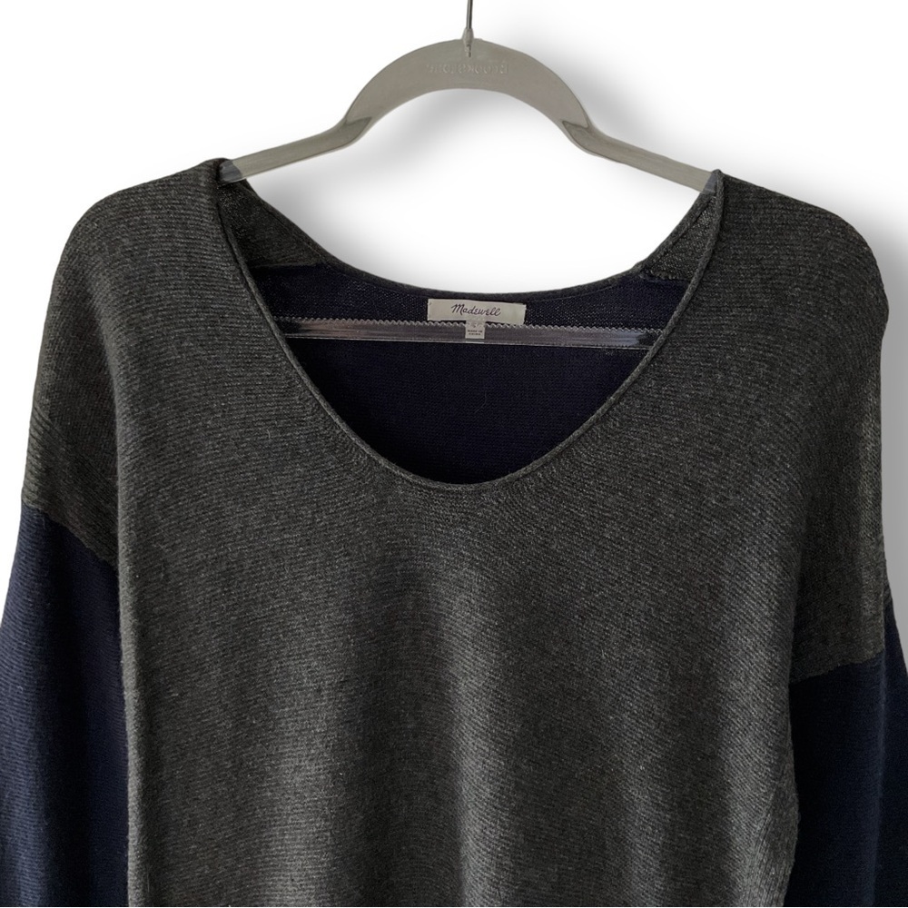 Madewell Kimball Colorblock Sweater Sz S Blue Gray Merino Wool Alpaca Blend - Picture 4 of 14